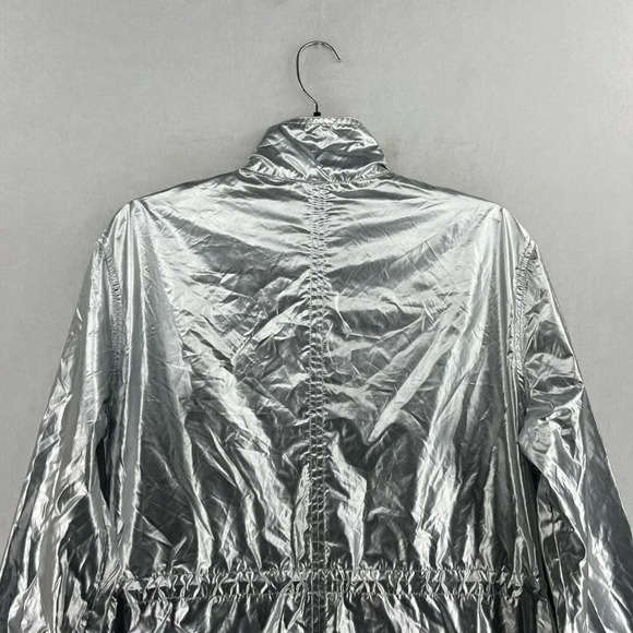 Wild Fable Jacket Women's Sz S Silver Metallic Full-Zip Mock Neck Elastic Trim - Picture 8 of 13